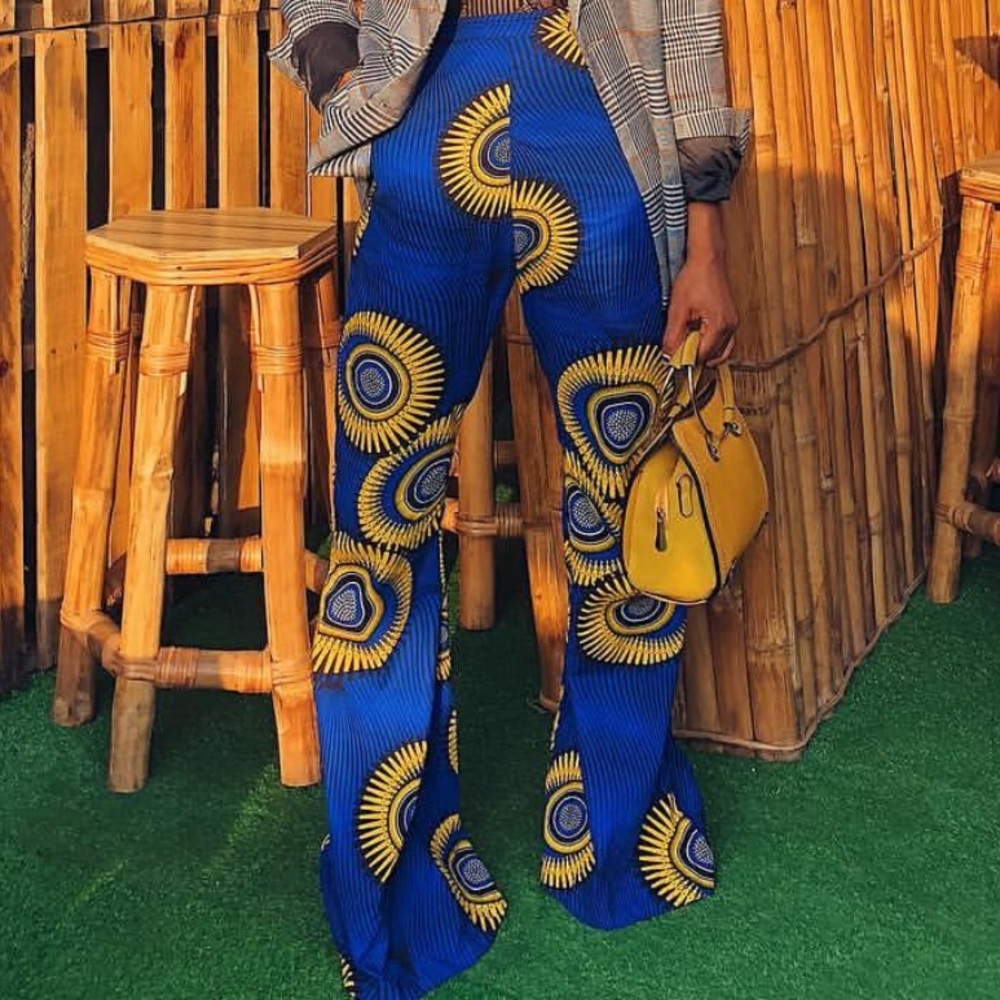 Ankara Blue & Yellow Wide-Leg Printed Pants